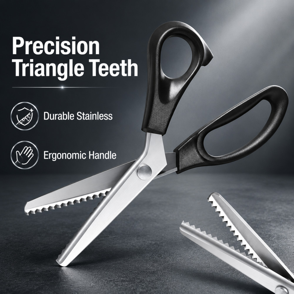 Scissors Stainless Craft - ステンレス製ピンキングシザー 三角ジグザグはさみ レース生地裁断 テーラー裁縫 洋裁クラフトツール