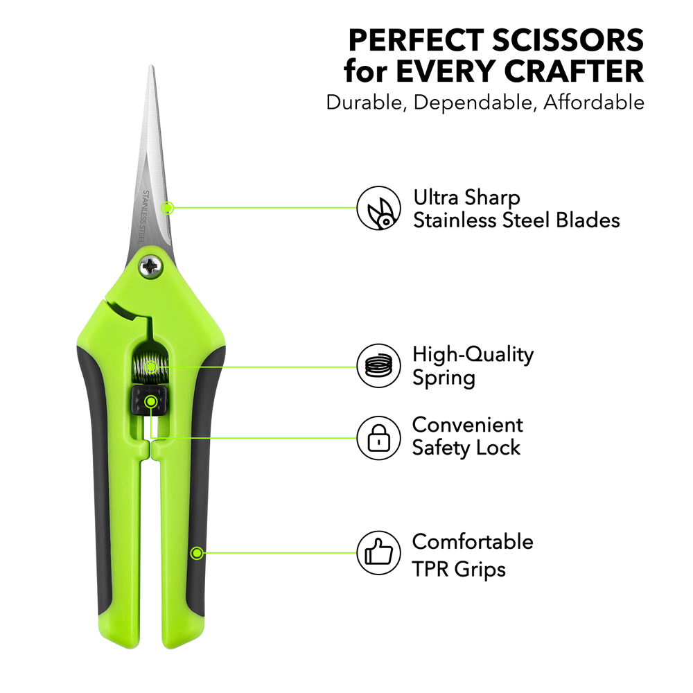 Scissors Stainless Craft - 人間工学に基づいた春のアクションはさみ、ステンレス鋼のブレードを備えた工芸品の涙、切断、複雑な詳細、タイトなパターンに最適