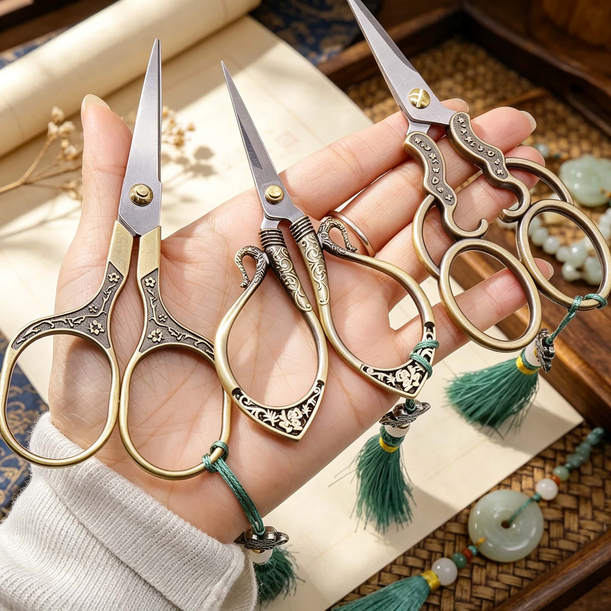 ヴィンテージ裁縫用ハサミ3点セット ステンレス製クラフト糸切 - Scissors Stainless Craft のレビューと価格