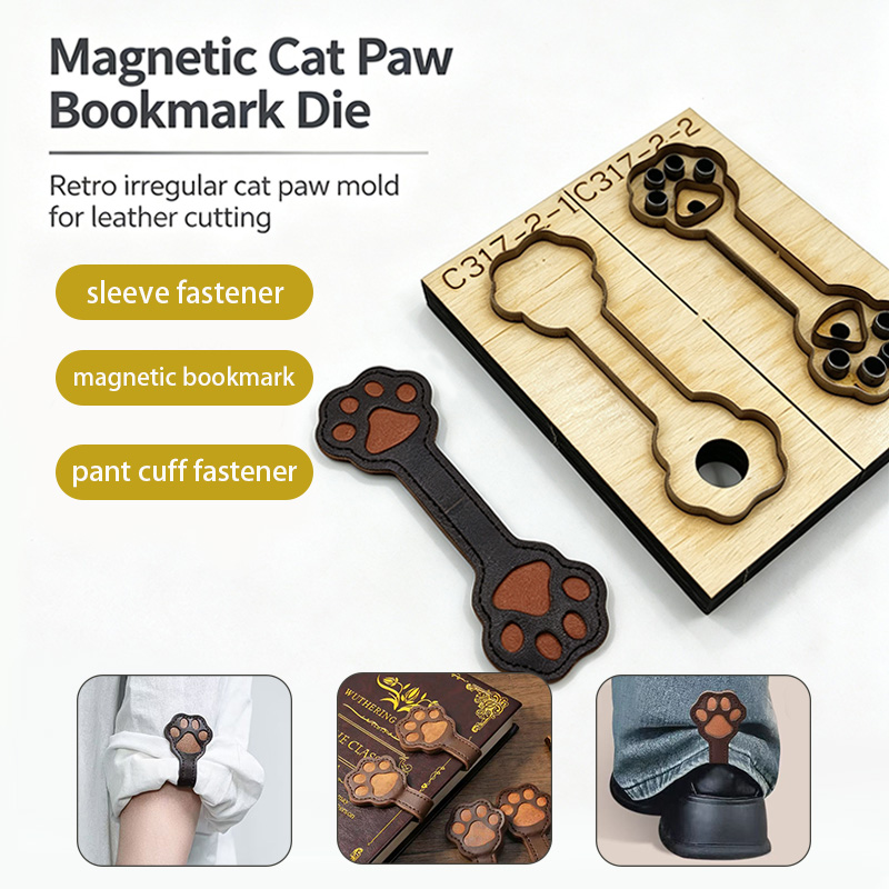 C317 キャットクロー革裁断型 DIY手芸用 マグネットブ - Bookmark Magnetic Clip のレビューと価格